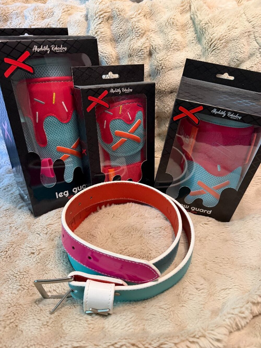 Absolutely Ridiculous Limited Edition Baseball Leg Arm Guards Belt Pink Blue